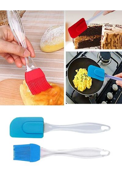 Ranüş Home Set of 2 Silicone Cake Pastry Dough Shaping Spatula and Egg Sauce Brush