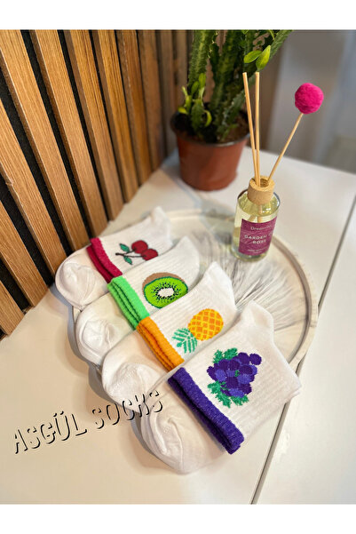 ASGÜL SOCKS Κολεγιακές κάλτσες με σχέδια φρούτων σετ 4 ζευγαριών