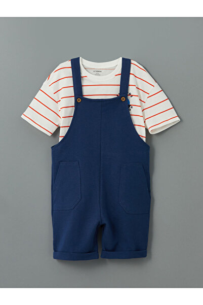 LC Waikiki Lcw Kids Crew Neck Boys T-Shirt and Salopet 2-Piece