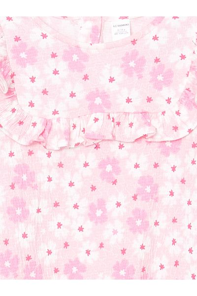 LC Waikiki Lcw Floral Krinkle Ruffle Girl Dress Fast Fashion