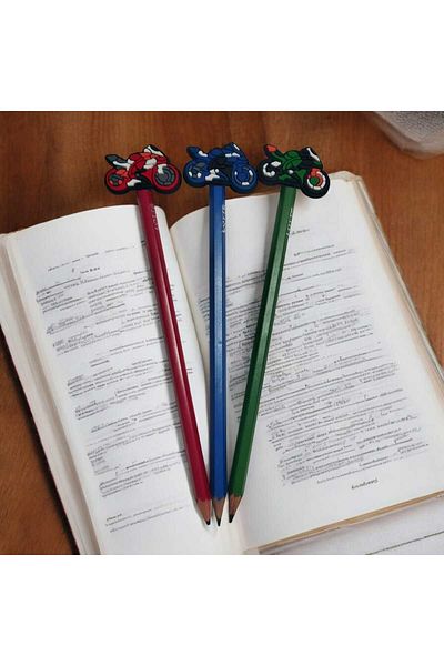 Butik Jibbitz 6Pcs Motorcycle Fun Pencil Set with Emoji