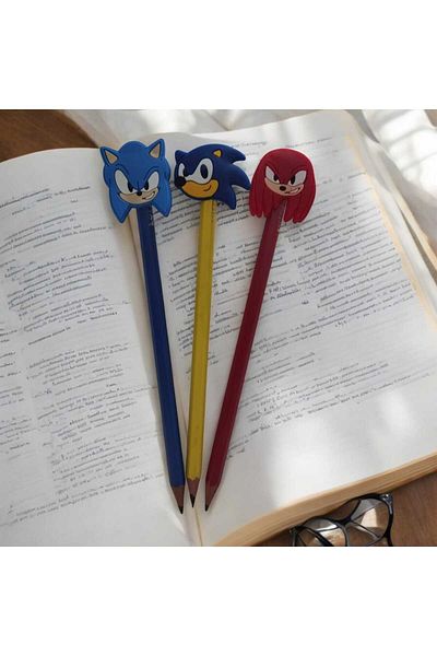 Butik Jibbitz 6 Pieces Fun Pencil Set with Sonic Emoji