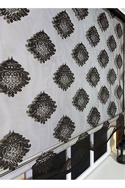 StorBurada Çiftli Sistem Siyah Damask Tül & Ekru Stor Perde STB45239-V107