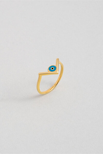 So CHIC... Ra'nın Gözü 18 Ayar Sarı Altın Kaplama Gümüş Yüzük