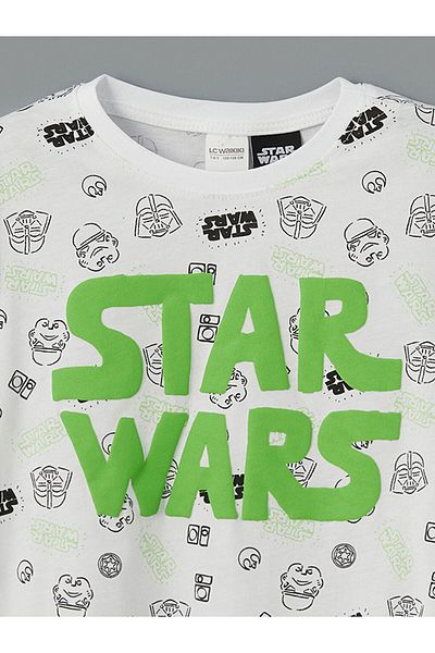 LC Waikiki New Season Crew Neck Star Wars Printed Boys' Shorts Pajama Set - S5Dy37Z4