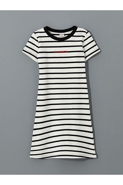LC Waikiki Κοντό φόρεμα για κορίτσια LCW Kids Stripes Nyc Κέντημα