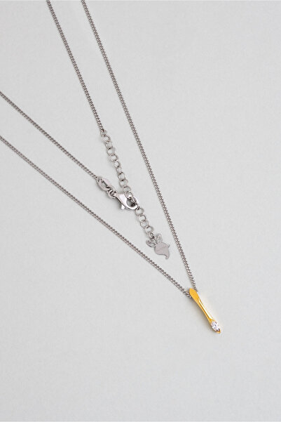 So CHIC... Asimetrik I Harfi 18 Ayar Beyaz Ve Sarı Altın Kaplama 45 Cm Gümüş Harfli Kolye