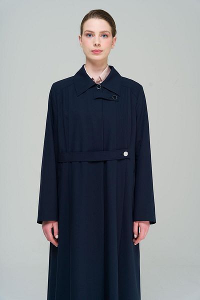 Olcay Košilový límec s žebrovaným detailem, velký podšitý top kabát NAVY BLUE 6565
