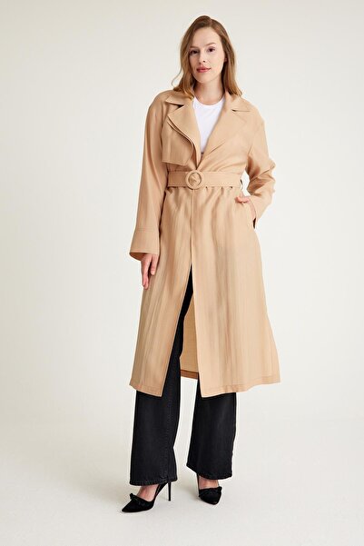 Olcay Schulterklappen und Cape Detail Ungefüttert Lange Trenchcoat Mütze KAME...