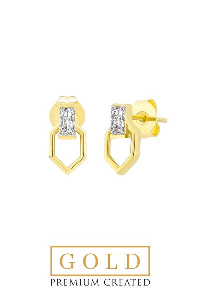 So CHIC... 14 Ayar Altın Sertifikalı Premium Created Taşlı Küpe