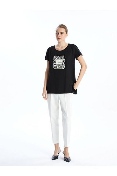 LC Waikiki Tricou de damă cu imprimeu cu gât crew