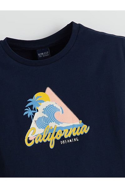 LC Waikiki Crew Neck California Printed Boy's T-Shirt