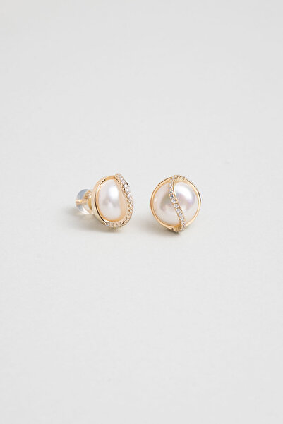 So CHIC... Rönesans 18 Ayar Sarı Altın Kaplama Gümüş İnci Küpe