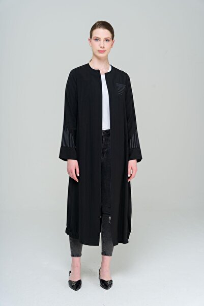 Olcay Crew Neck Embroidery Detailed Skirt Gathered Unlined Cap BLACK 6589