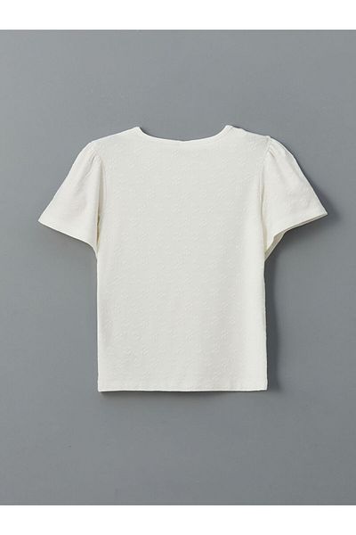 LC Waikiki New Season Crew Neck Textured Girls' T-Shirt - S56465Z4