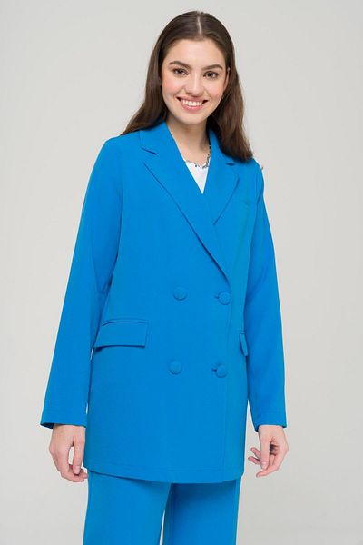 Olcay Relaxed Cut Double Breasted Unlined Jacket Blue 8218