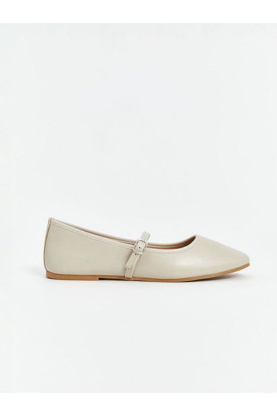 LC Waikiki Blue Leather Look Women's Ballerina Shoes