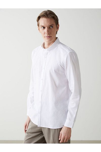 LC Waikiki Cămașă pentru bărbați, cu mâneci lungi, cu mâneci lungi, în amestec de in, sezon nou - S55710Z8