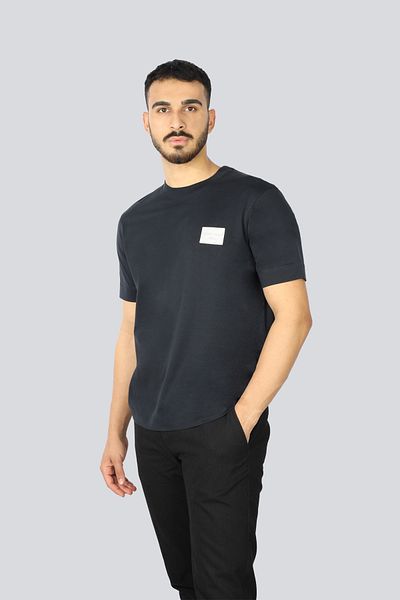 Emporio Armani Tricou pentru bărbați, cu gât rotund, cu mânecă scurtă, din bumbac, cu croiala normală, albastru bleumarin EM001018 AF12926-UB118