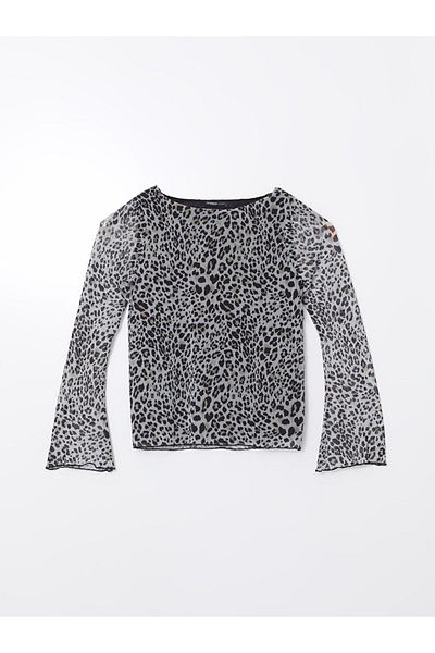 LC Waikiki Bluză LCWAIKIKI Classic cu decolteu barcă cu imprimeu leopard pentru femei