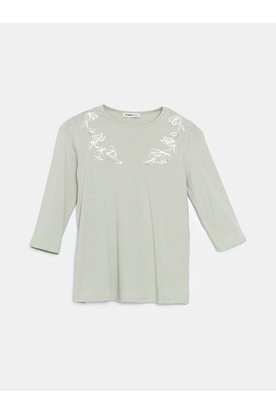 LC Waikiki Lcw Grace Crew Neck Sequin Embroidered Women's Blouse