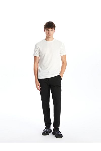 LC Waikiki Southblue Crew Neck Short Sleeve Men's Textured T-Shirt