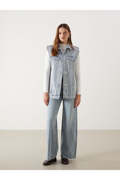 LC Waikiki Νέα σεζόν πουκάμισο γιακά Γυναικείο Jean Vest - S5H005Z8