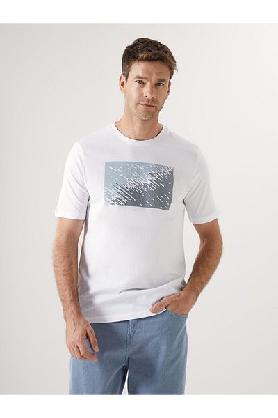 LC Waikiki Ανδρικό μπλουζάκι LCWAIKIKI Classic Crew με λαιμόκοψη κοντό μανίκι με στάμπα χτενισμένο βαμβακερό ανδρικό μπλουζάκι