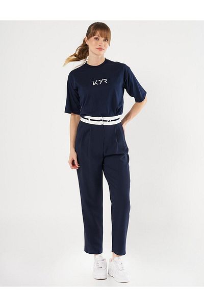 KYR Dark Navy Logo Carrot Cut Trousers