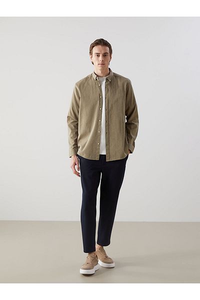 LC Waikiki Ανδρικό πουκάμισο με μακρυμάνικο λινό Slim Fit