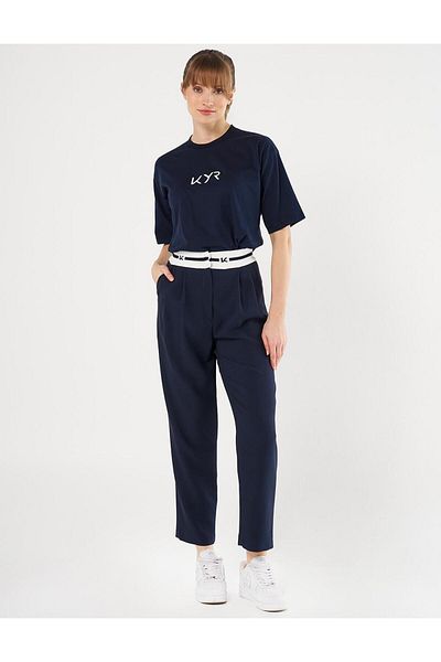 KYR Dark Navy Logo Carrot Cut Trousers