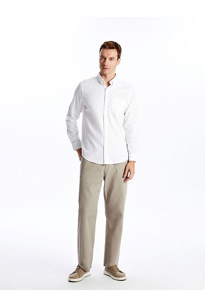 LC Waikiki Regular Fit Long Sleeve Linen Blended Men's Shirt