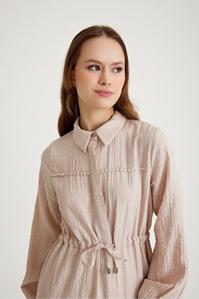 Olcay Ρόμπα Χτένσι Λεπτομερές Μακρύ Φόρεμα Μαζικής Μέσης ΜΠΕΖ 9494-Ε