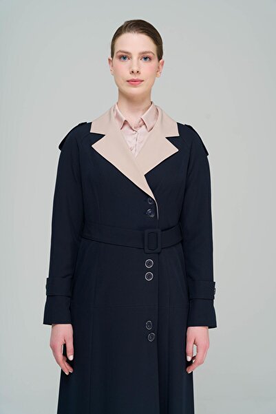 Olcay Náramek Detailní zdobený vrchní kabát s podšívkou z raglánových rukávů NAVY BLUE 6548