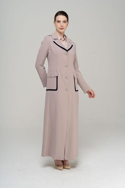 Olcay Pánská taška s límcem Pocket Epaulet a Garni Detailed Lined Top Coat STONE 6577