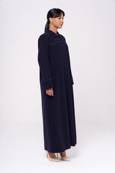 Olcay Košilový límec s organzou a podrobným vyšíváním velký podšitý top kabát NAVY BLUE 6546