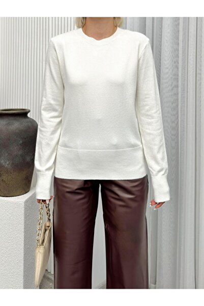 Olcay Ekru 8235 Crew Neck Knitwear Sweater