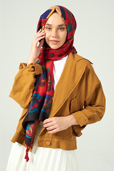 Şalland Authentic Pattern Shawl Scarf [red]