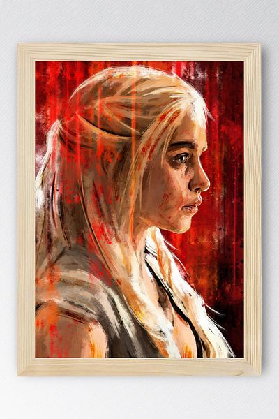 Saturn Game of Thrones Daenerys Framed Painting - Game of Thrones Tv Series Poster Painting