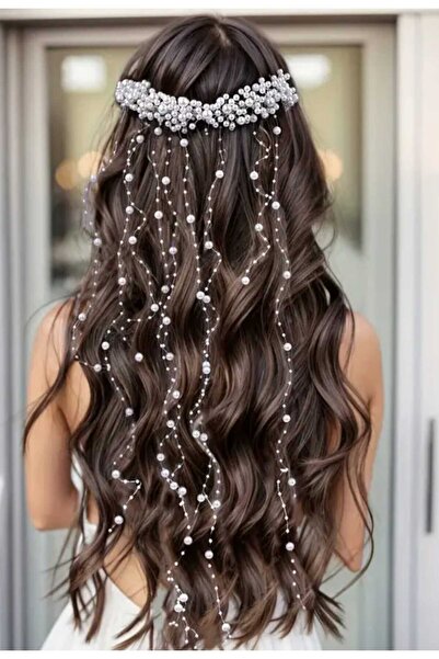 Evsay Sarkan Model Gelin Tacı Düğün Nikah Nişan Kına Aksesuarı İncili Model S...