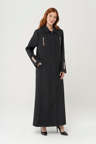 Olcay Košilový límec Garni Detailed Plus Size Dlouhý trenčkot Black 4290