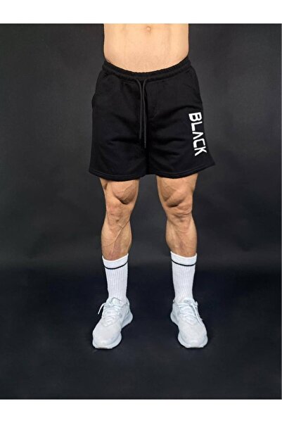 Black İstanbul Siyah Erkek Baskılı Regular Fit Cepli Şort
