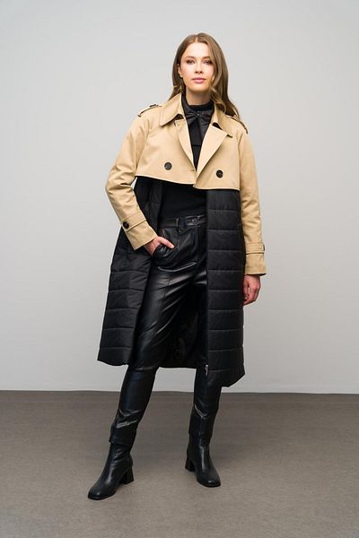Olcay Water Repellent Quilted Trench Coat - KAMEL 6619