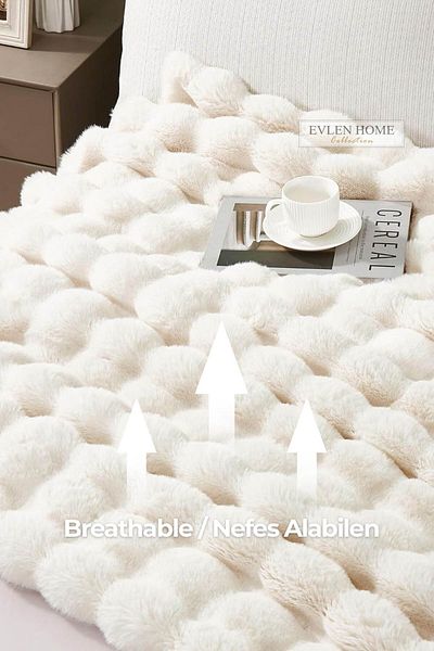 Evlen Home Collection Set cuvertură de pat cu o singură pilota moale de pluș Wellsoft 2 bucăți Loria cremă alb murdar