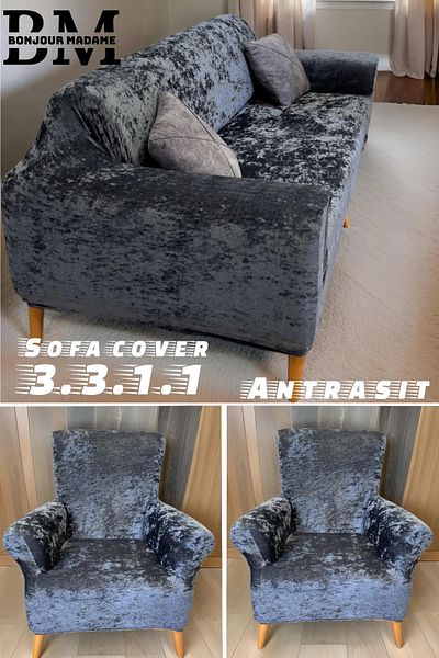 BONJOUR MADAME Velvet Seat Cover - 3.3.1.1 Model, No Pilling and Stain Resistant for Sofa Cover
