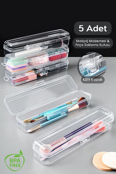 Meleni Home 5-Pack Portable Makeup Organizer - Clear Multipurpose Cosmetic Makeup Brush Organizer Brush Holder
