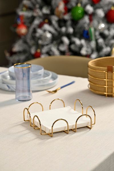 Edora Home Χρυσό τετράγωνο χαρτοπετσέτα 18 εκ. - Μεταλλικό ανοξείδωτο, μεγάλο μέγεθος για καφέ, εστιατόριο, ξενοδοχείο και επιτραπέζια σκεύη κουζίνας