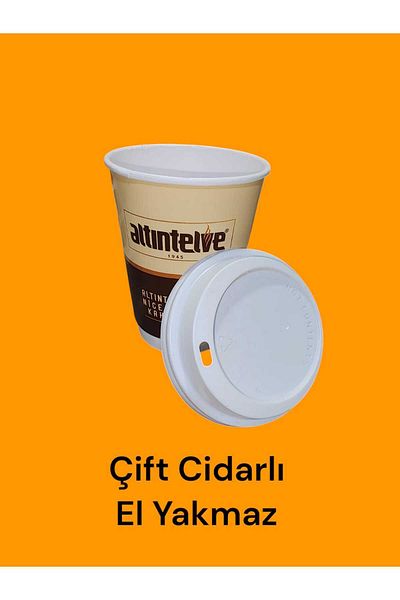 Altıntelve Hot Drink Cup - Carton, Leak-Proof Lid, Double-Walled, Hand Lip Burn-Proof, 12 oz