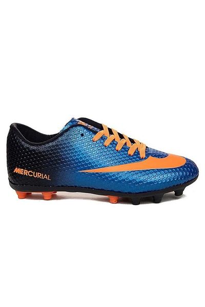 Walked Cizme de fotbal pentru copii albastru portocaliu - cu vârfuri de gazon, 401-25, 31-35