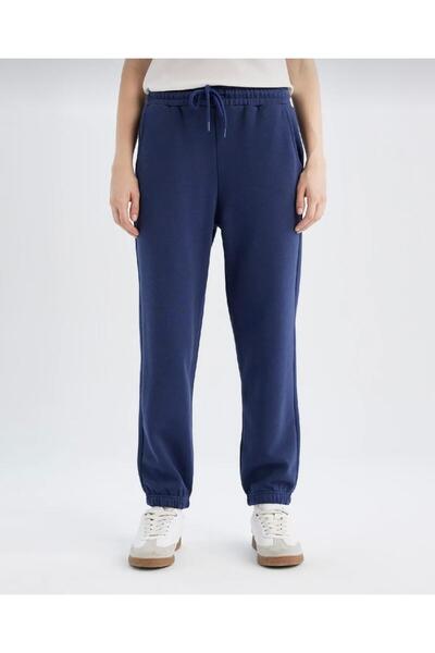 UYN SPORT Μπλε ναυτικό ελαστικό παντελόνι με ψηλόμεσο κορδόνι